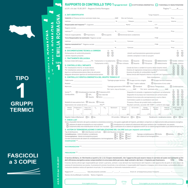 ET154-FA RAPPORTO DI CONTROLLO TIPO 1 REGIONE EMILIA IN FASCICOLO A 3 COPIE
