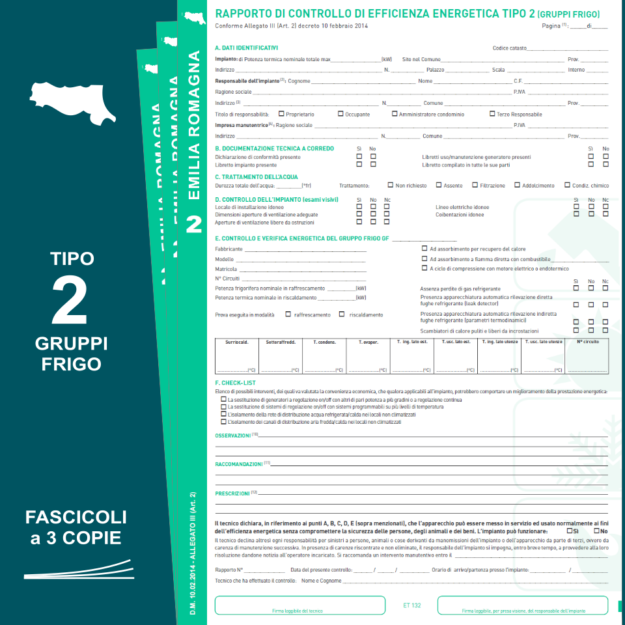 ET155-FA RAPPORTO DI CONTROLLO TIPO 2 REGIONE EMILIA IN FACICOLO A 3 COPIE
