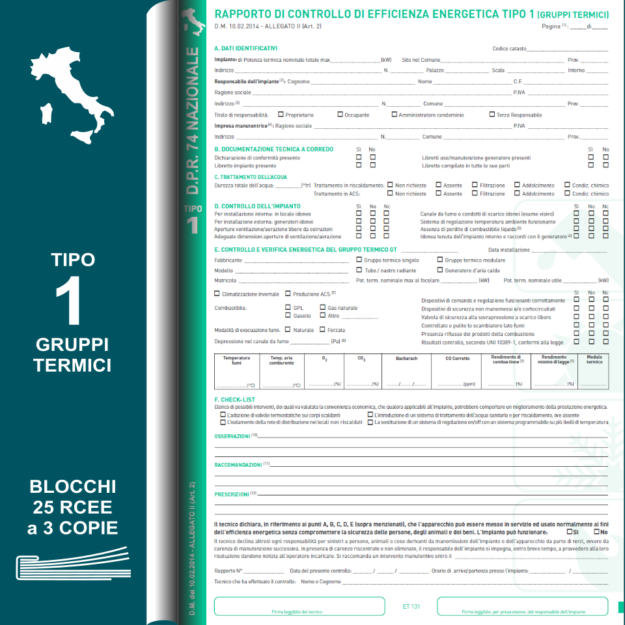ET131-BLS RAPPORTI DI CONTROLLO NAZIONALI TIPO 1 IN BLOCCHI DA 25