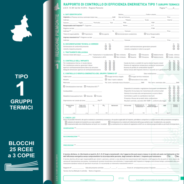 ET151-BLS BLOCCO 25 RAPPORTI DI CONTROLLO PIEMONTE TIPO 1