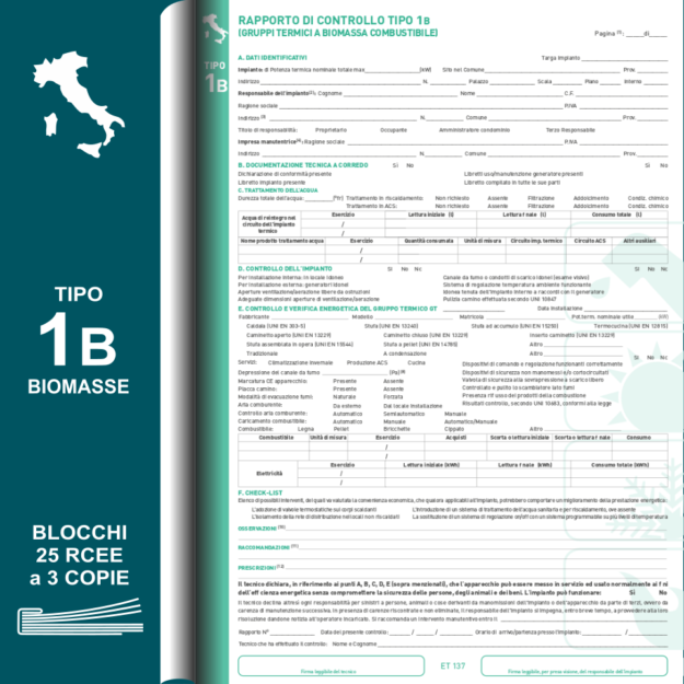 ET137-BLS RAPPORTI DI CONTROLLO NAZIONALI TIPO 1B IN BLOCCHI DA 25