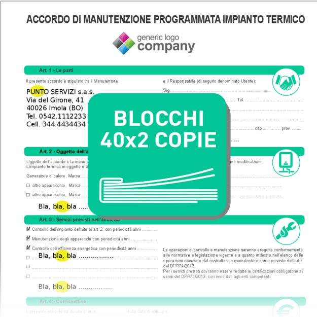 ET195P-BLS ACCORDI DI MANUTENZIONE PERSONALIZZATI IN BLOCCO A 2 COPIE