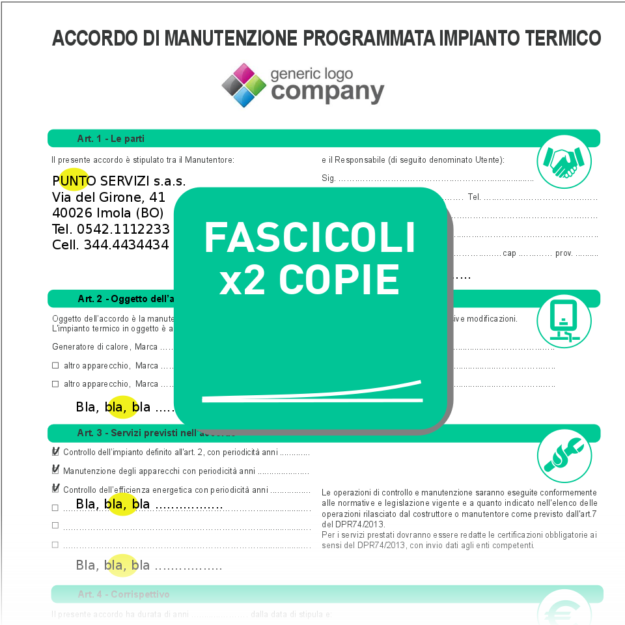 ET195P-FA ACCORDI DI MANUTENZIONE PERSONALIZZATI IN FASCICOLI A 2 COPIE