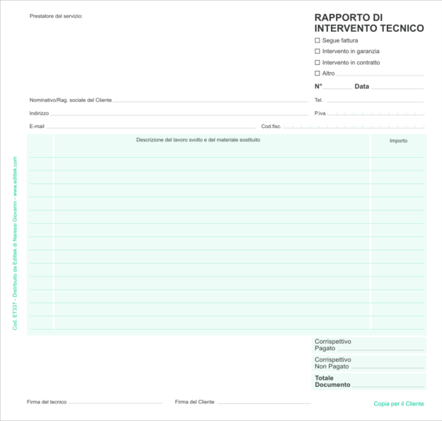 ET337 RAPPORTI DI INTERVENTO TECNICO