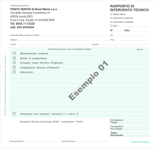 ET337PBN RAPPORTI DI INTERVENTO PERSONALIZZATI (B/N)