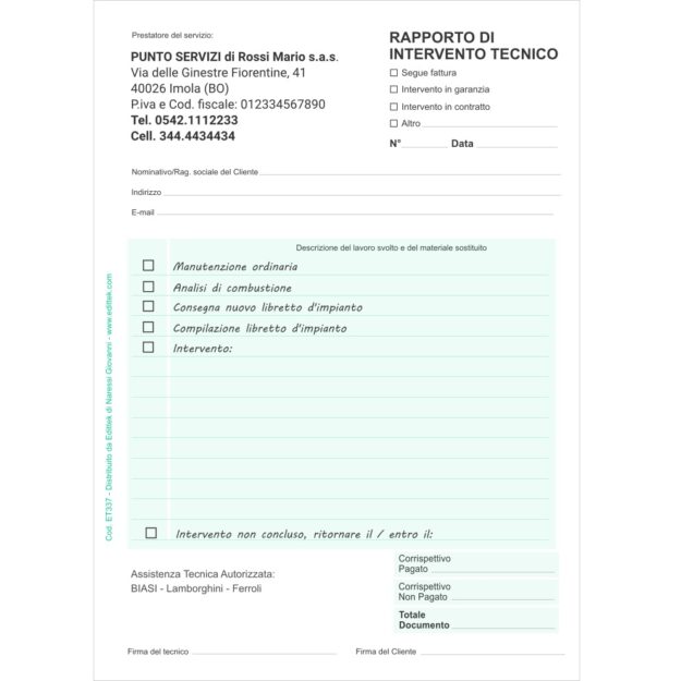 ET327PBN RAPPORTI DI INTERVENTO 150x210 PERSONALIZZATI B/N