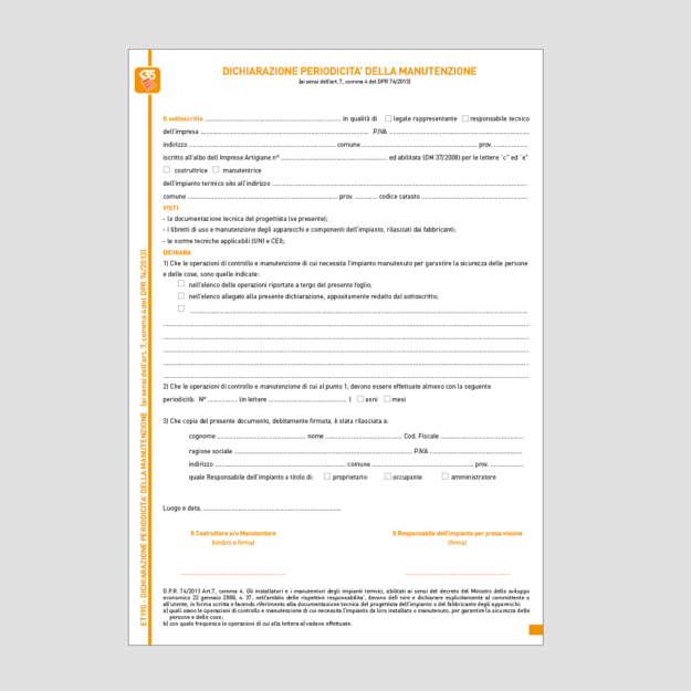 ET190 DICHIARAZIONE PERIODICITA' DELLA MANUTENZIONE